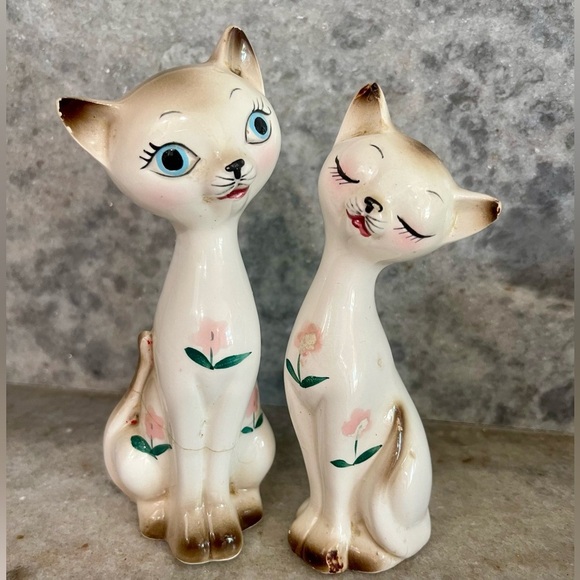 Vintage Ceramic Siamese Cat Salt and Pepper Set - Picture 1 of 5